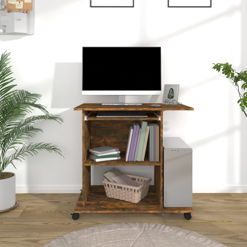 vidaXL Schreibtisch Räuchereiche 80x50x75 cm Holzwerkstoff