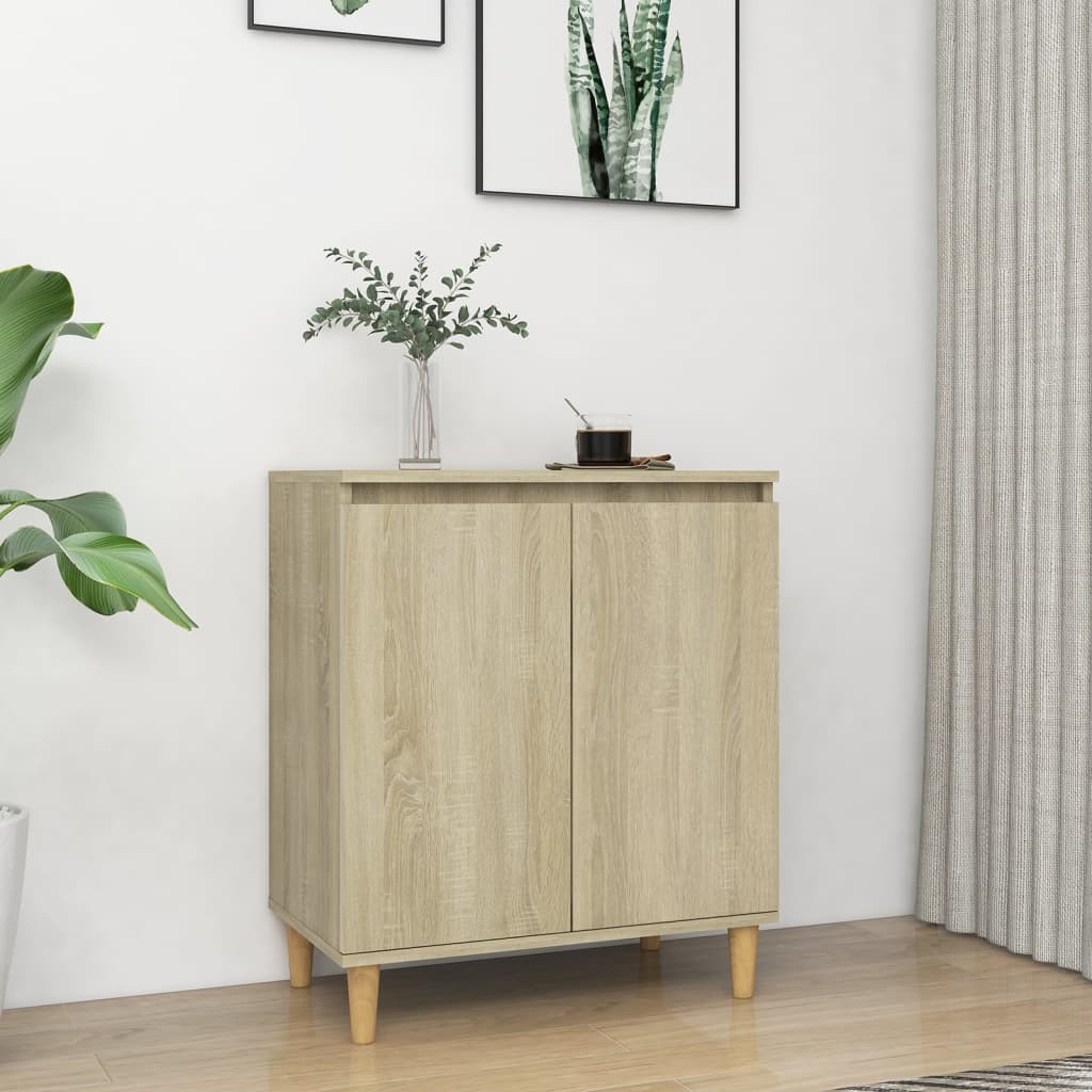 vidaXL Sideboard mit Massivholz-Beinen Sonoma-Eiche 60x35x70 cm