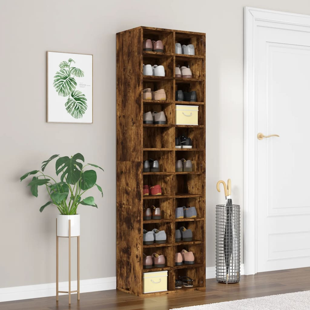 vidaXL Schuhregal Räuchereiche 54x34x183 cm Holzwerkstoff