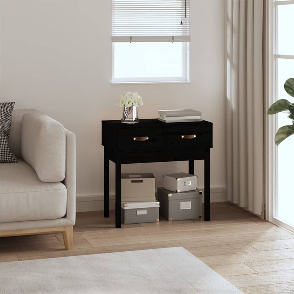 vidaXL Konsolentisch Schwarz 76,5x40x75 cm Massivholz Kiefer