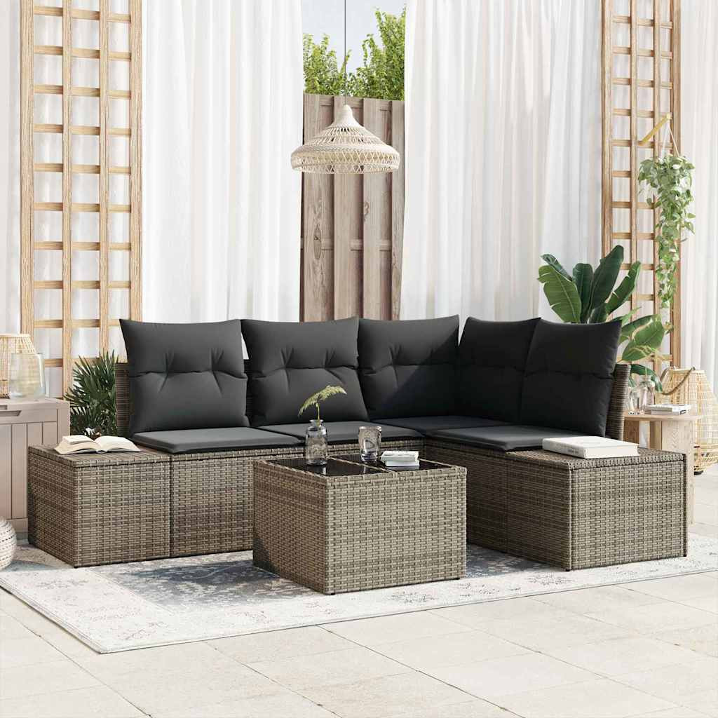 vidaXL Gartensofa-set mit Speicher Hellgrau Poly-Rattan