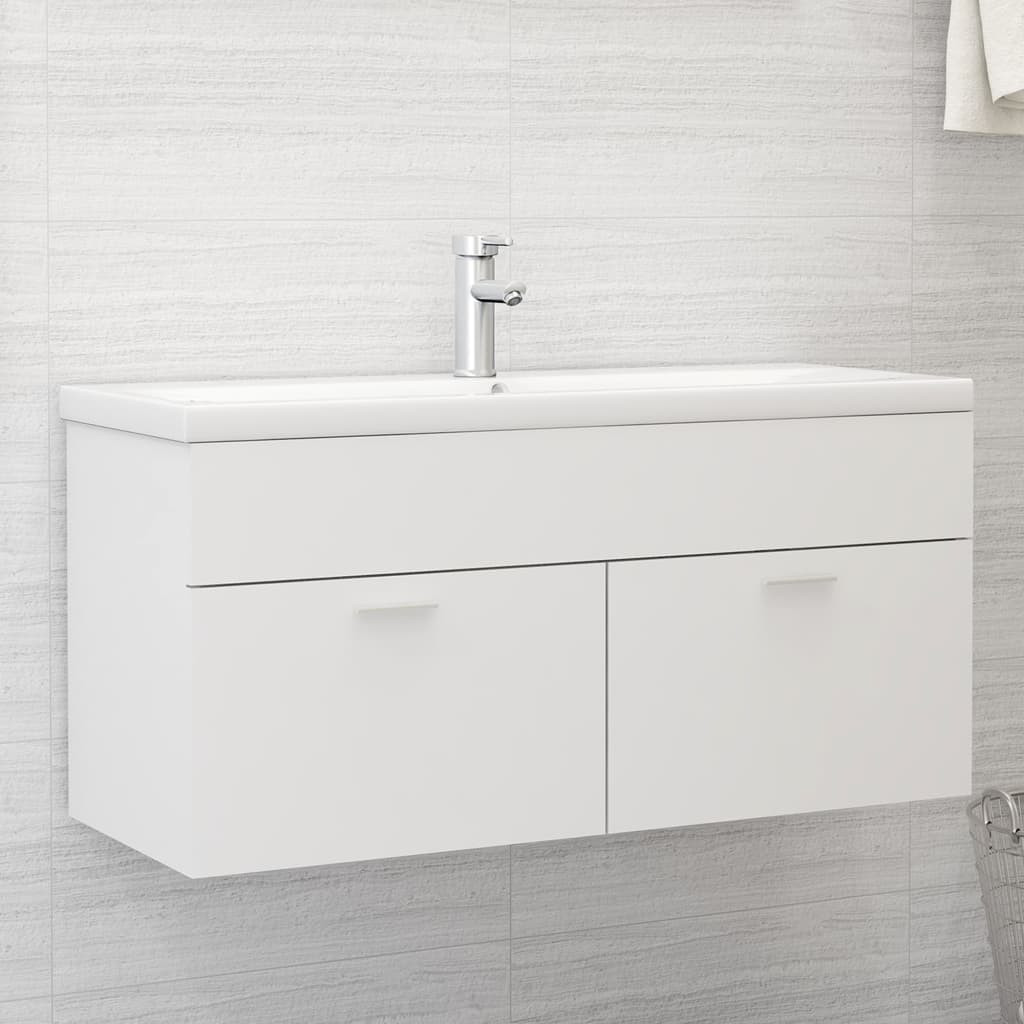 vidaXL Waschbeckenunterschrank Weiß 100x38,5x46 cm Holzwerkstoff