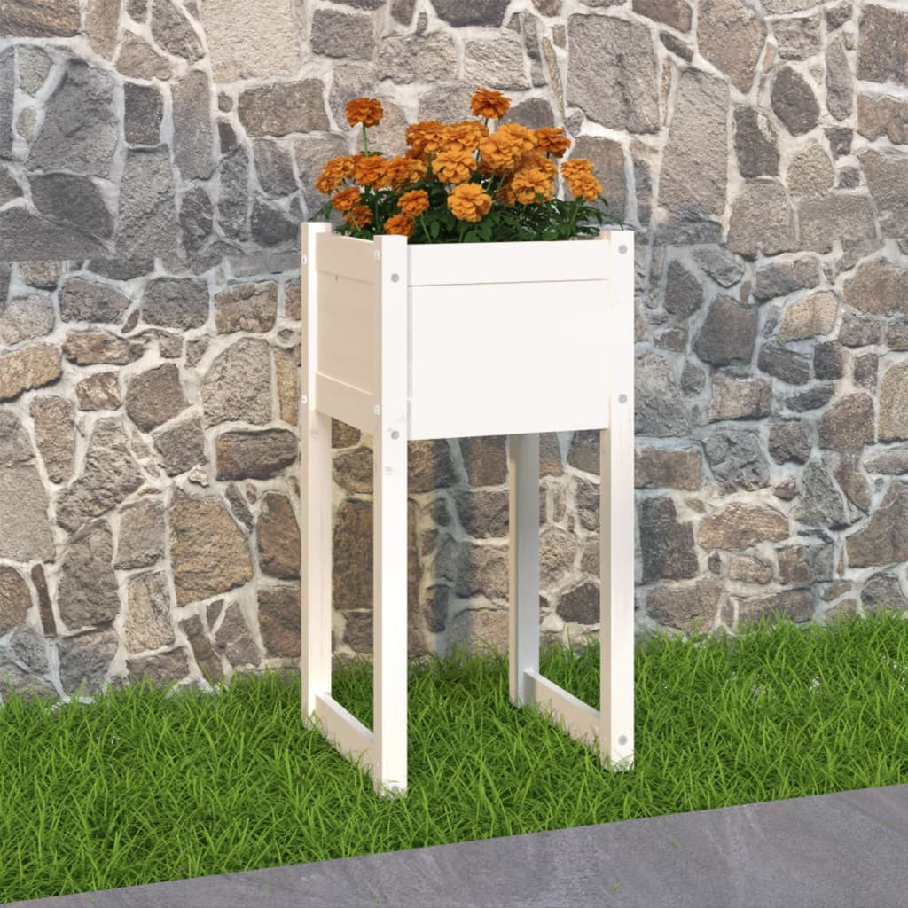 vidaXL Pflanzkübel Weiß 40x40x81 cm Massivholz Kiefer