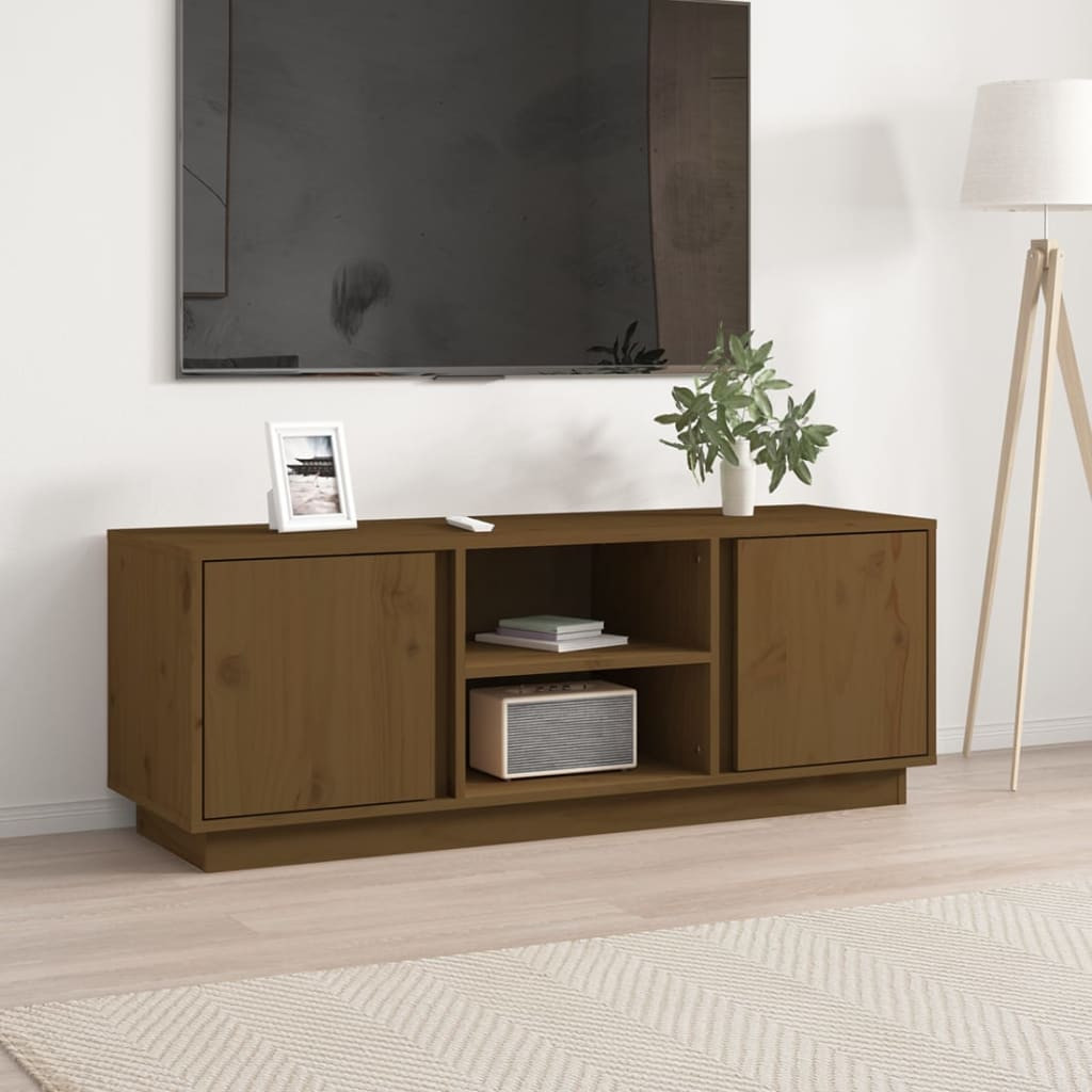 vidaXL TV-Schrank Honigbraun 110x35x40,5 cm Massivholz Kiefer
