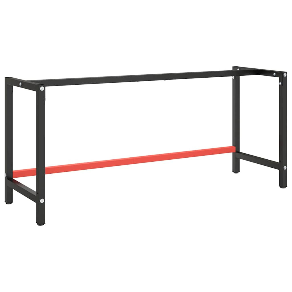 vidaXL Werkbankgestell Mattschwarz und Mattrot 180x57x79 cm Metall