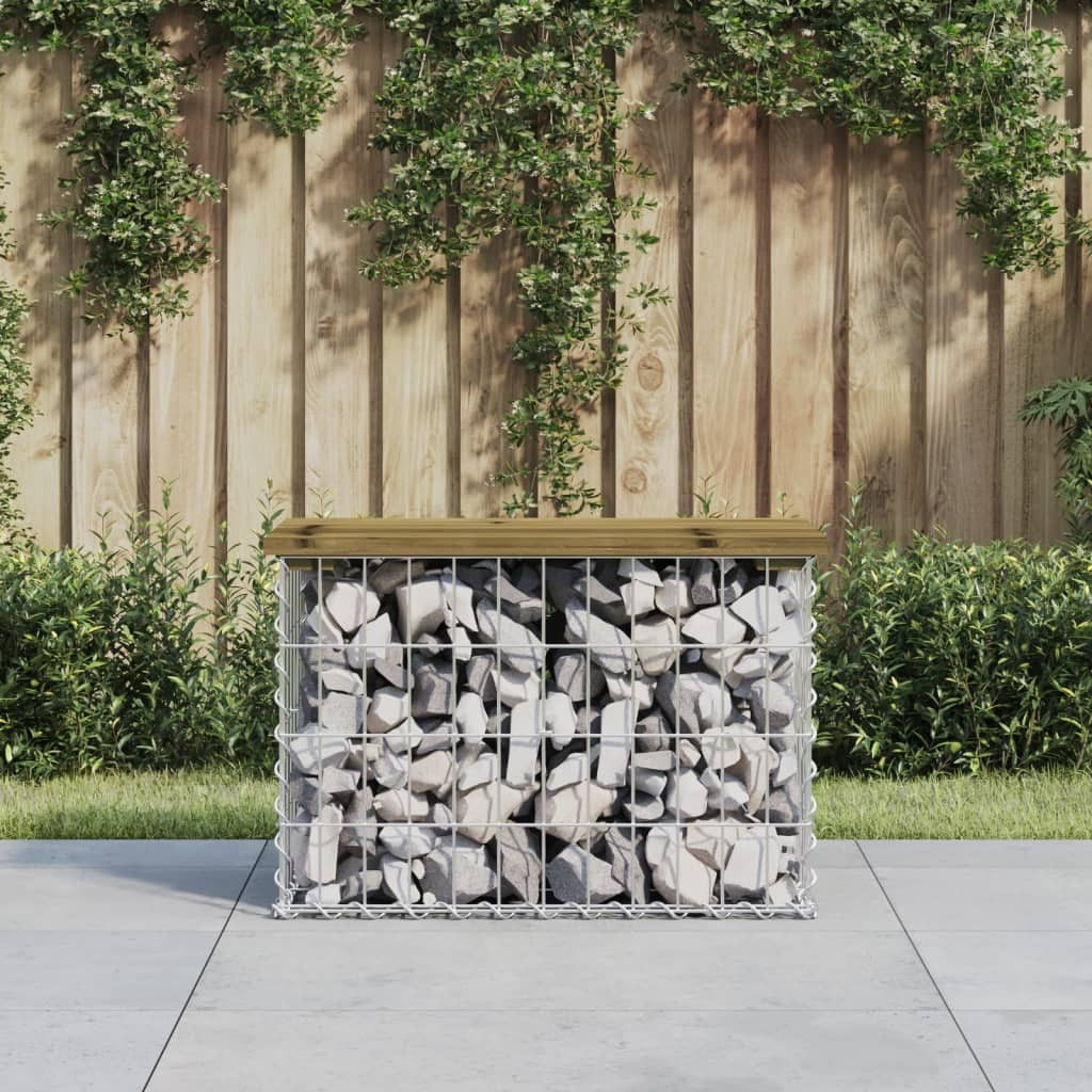 vidaXL Gartenbank aus Gabionen 63x31,5x42 cm Kiefernholz Imprägniert