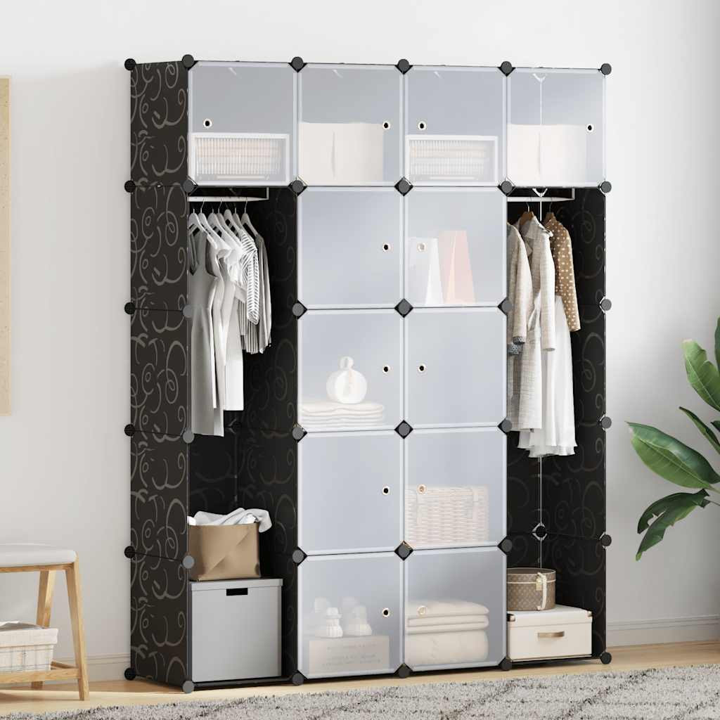 vidaXL Modularer Schrank mit 14 Fächern schwarz/weiß 37x146x180,5cm