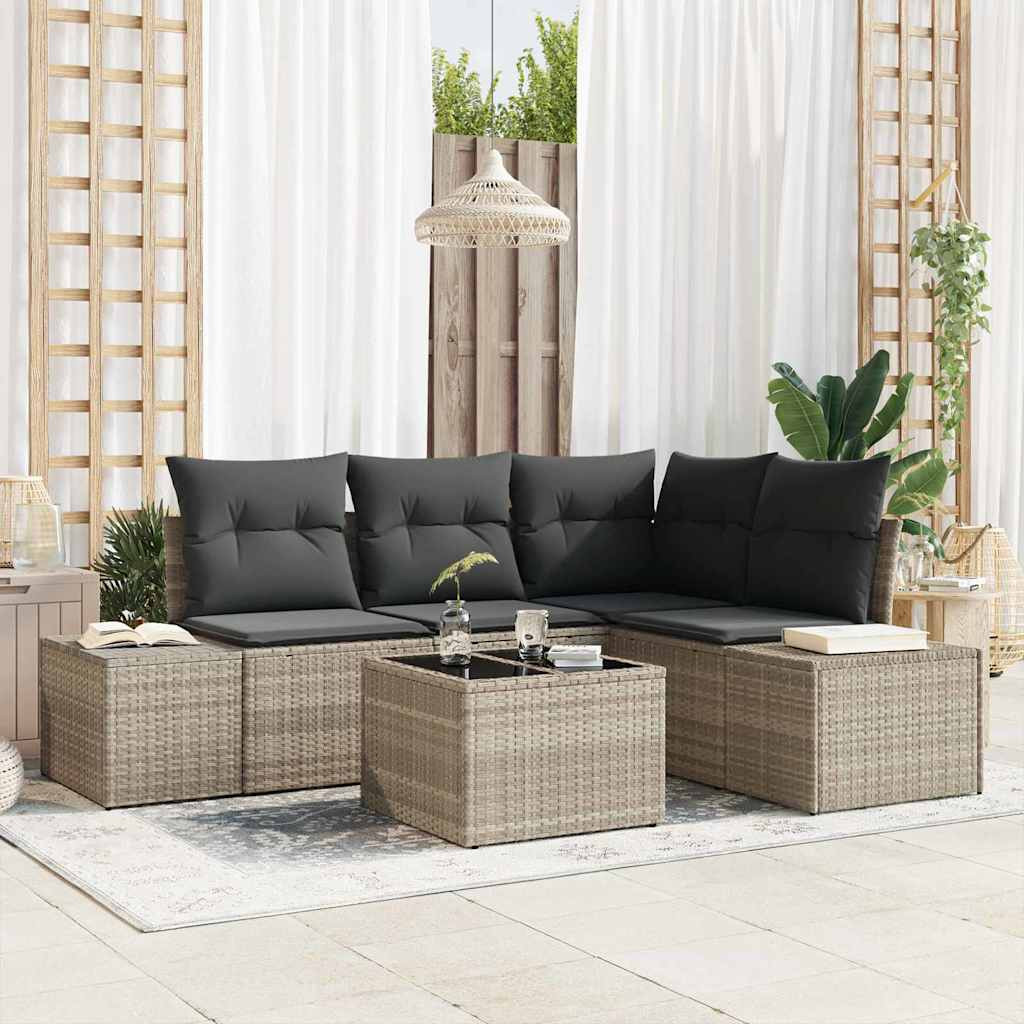 vidaXL Gartensofa-set mit Speicher Hellgrau Poly-Rattan