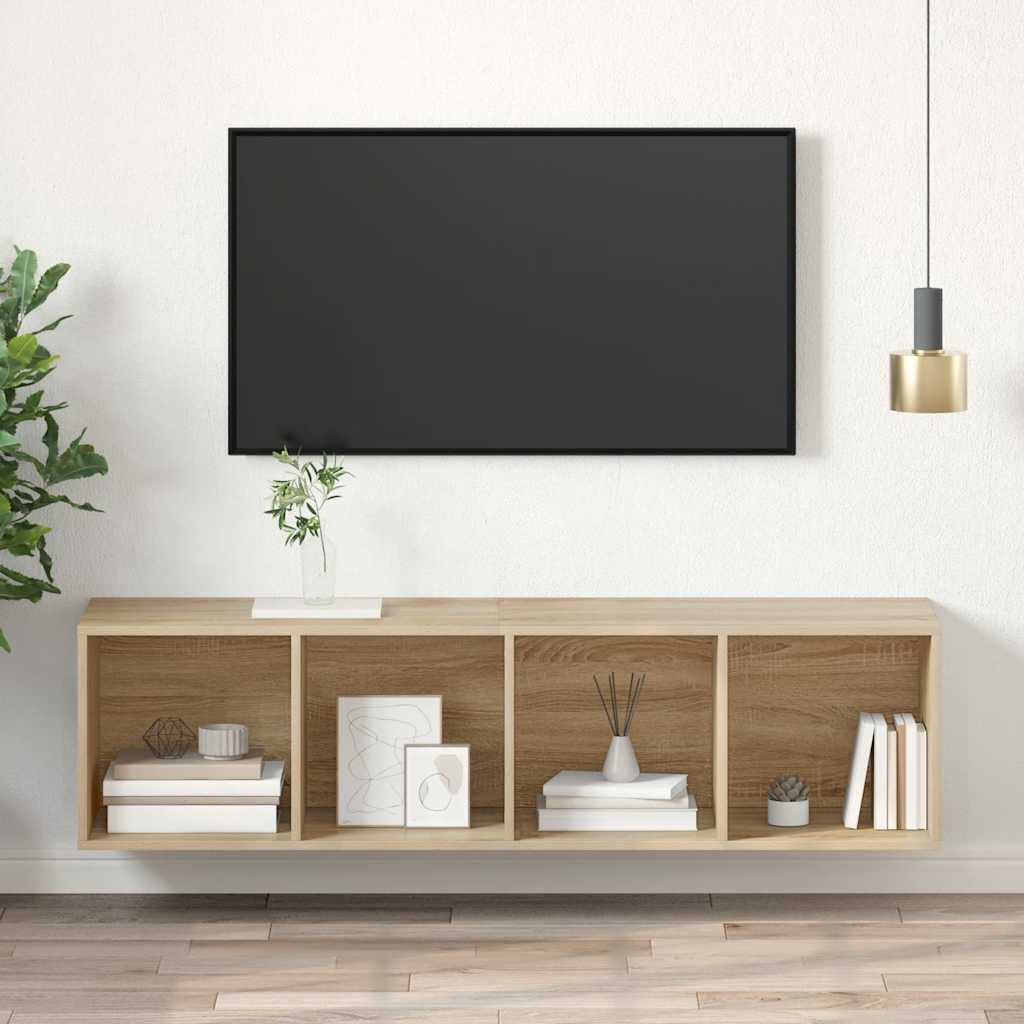vidaXL TV-Wandschrank Sonoma-Eiche 37x37x142,5 cm Holzwerkstoff