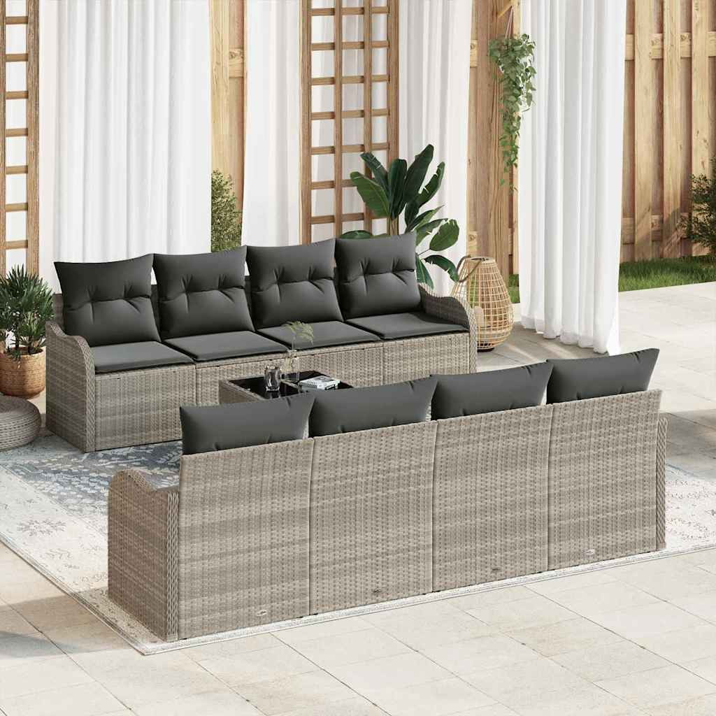 vidaXL Gartensofa-set mit Kissen 9 pcs Hellgrau und Dunkelgrau