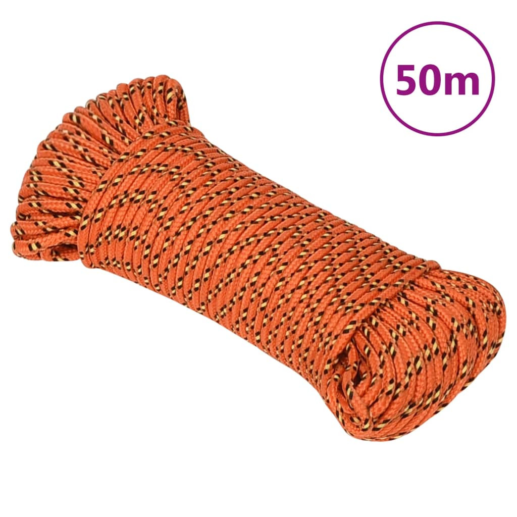 vidaXL Bootsseil Orange 3 mm 50 m Polypropylen