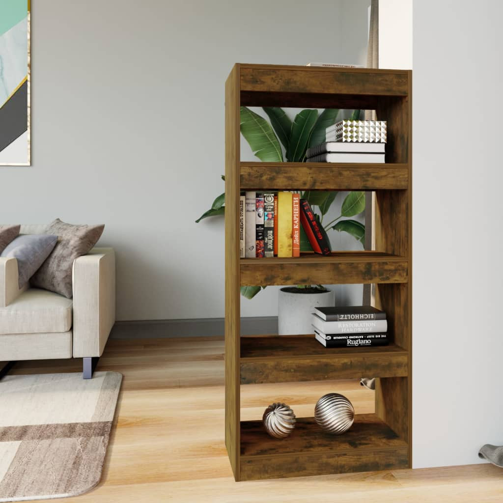 vidaXL Bücherregal/Raumteiler Räuchereiche 60x30x135 cm Holzwerkstoff
