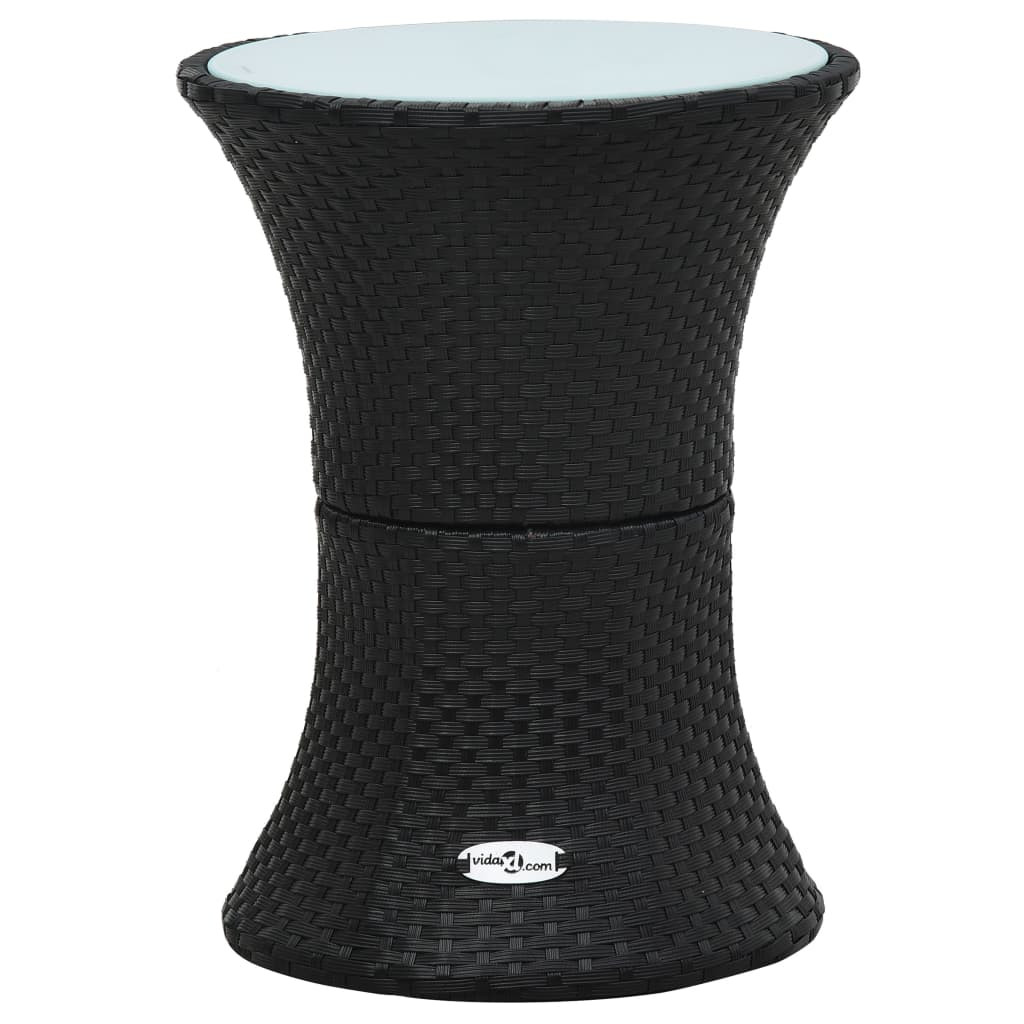 vidaXL Garten-Beistelltisch Trommelform Schwarz Poly Rattan