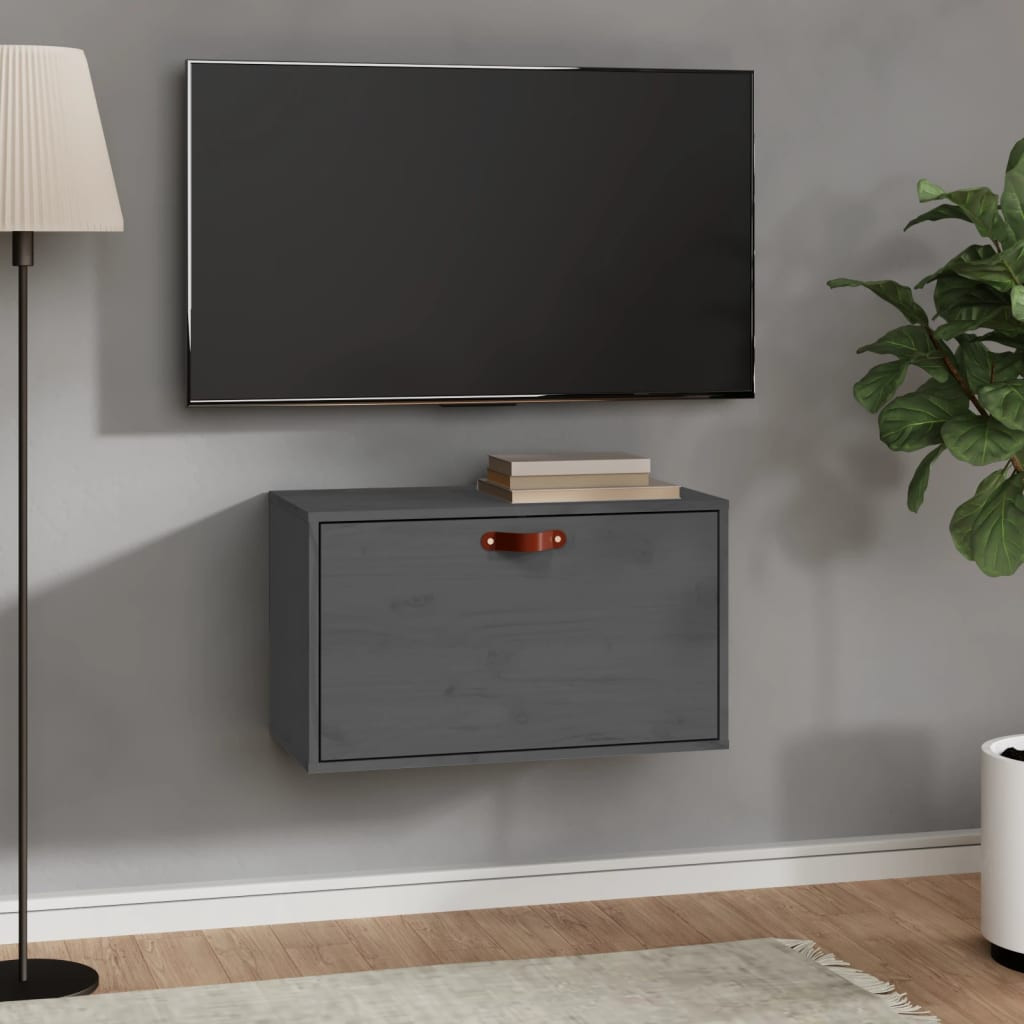 vidaXL Wandschrank Grau 60x30x35 cm Massivholz Kiefer