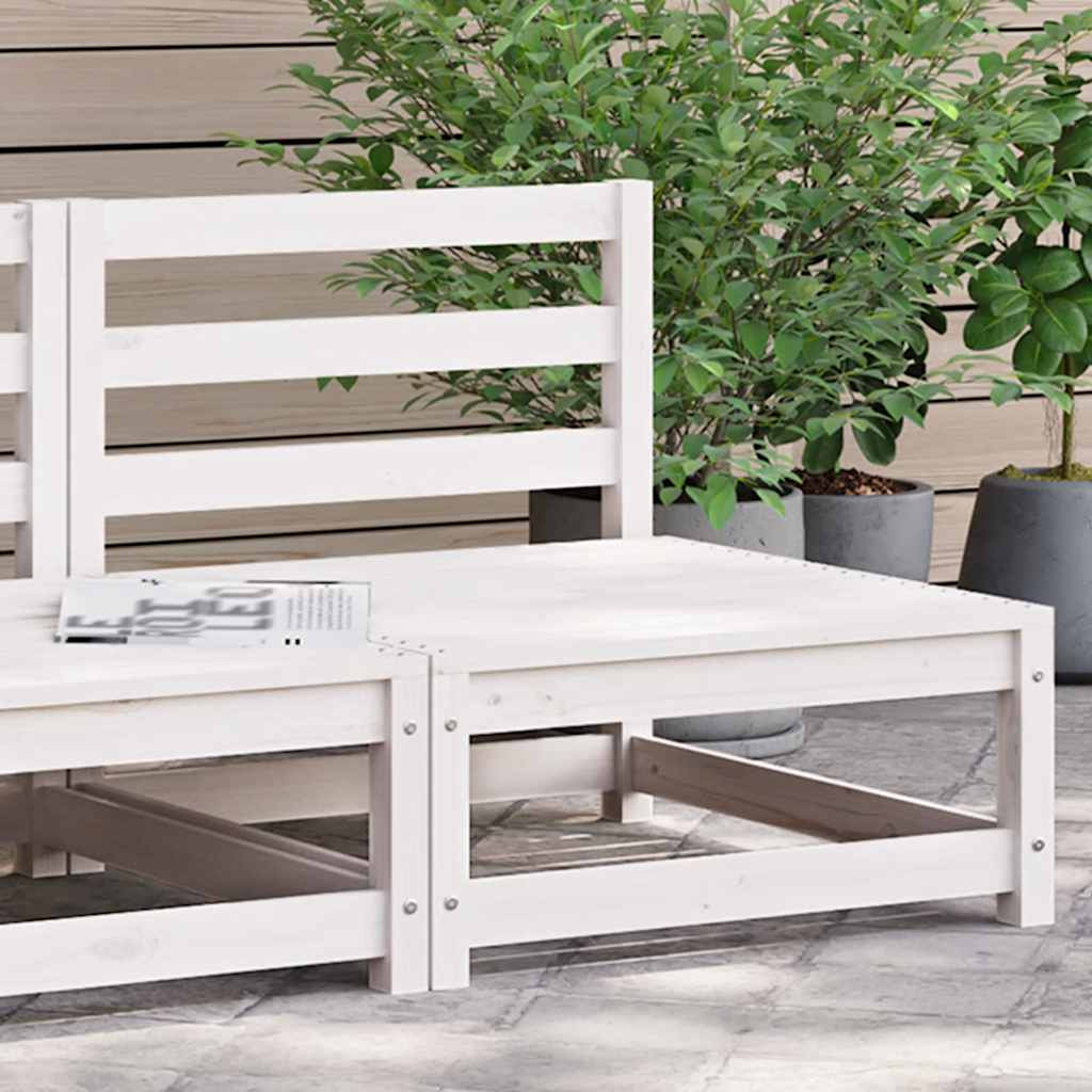 vidaXL Garten-Mittelsofa Weiß Massivholz Kiefer