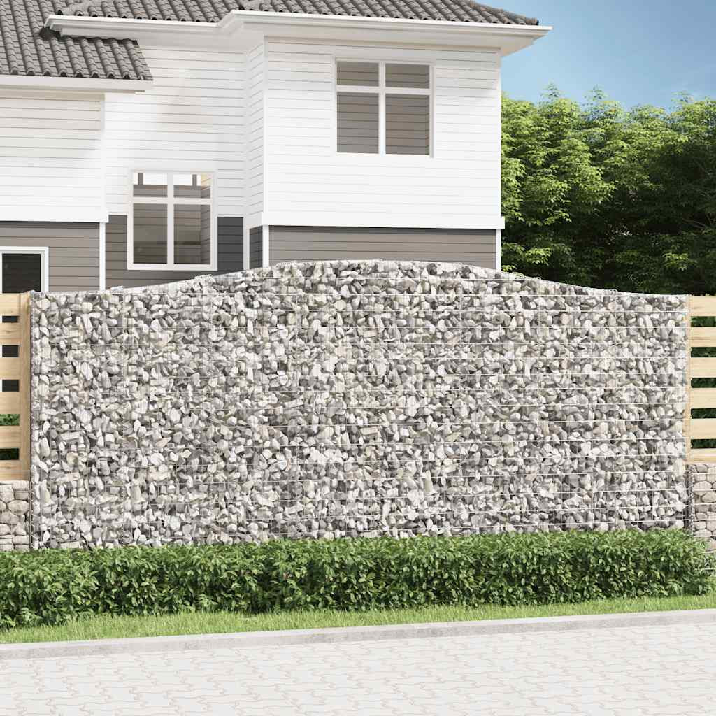 vidaXL Gabione mit Hochbogen 400x50x180/200 cm Verzinktes Eisen