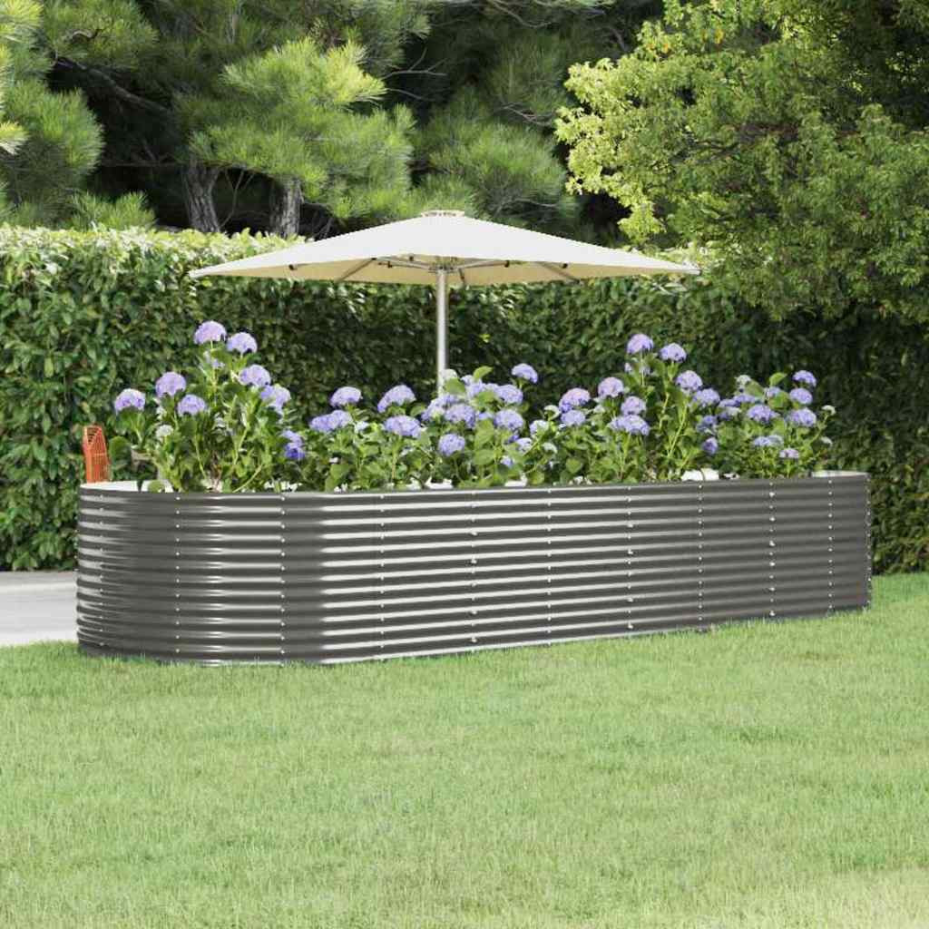 vidaXL Hochbeet Grau 367x140x68 cm Verzinkter Stahl