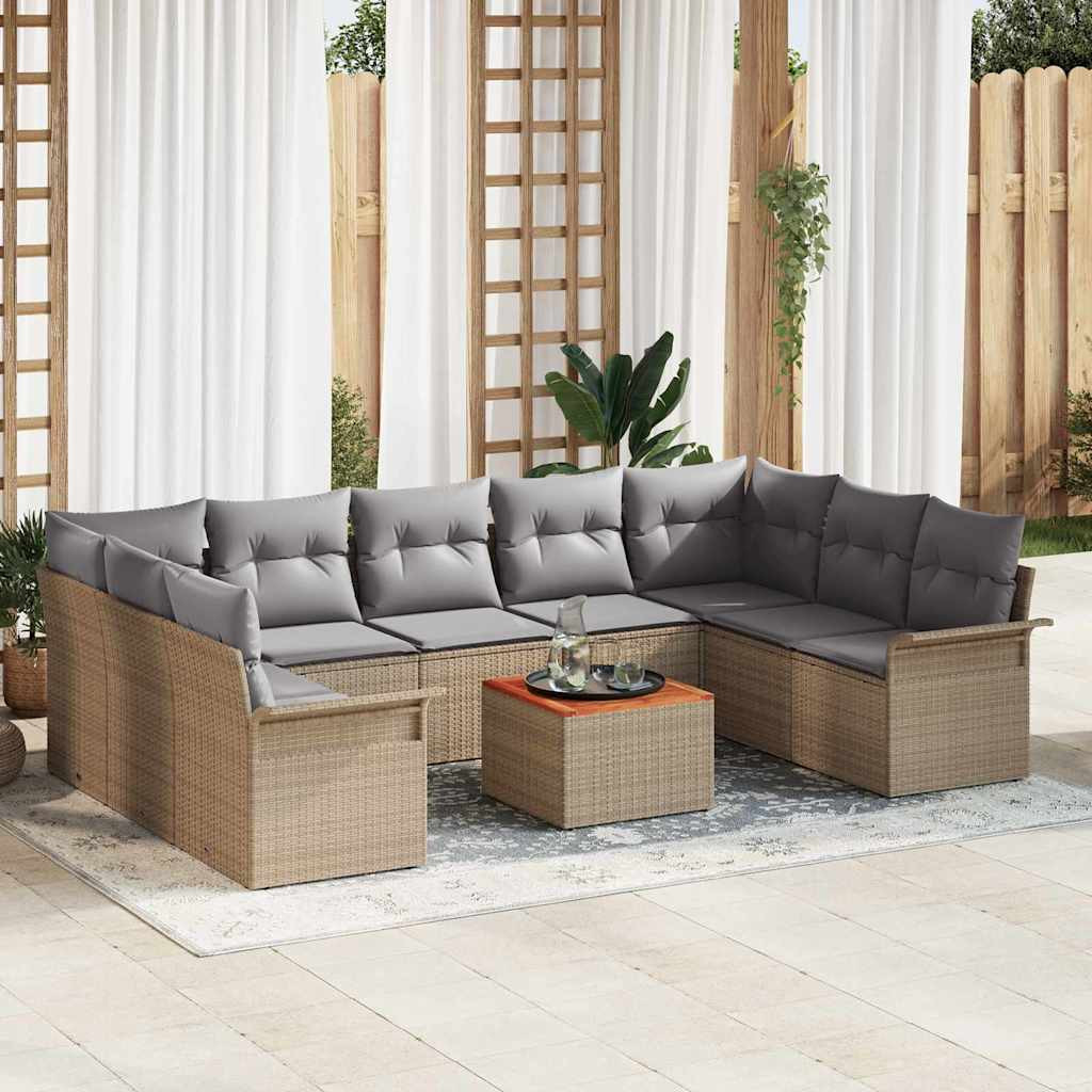 vidaXL Gartensofa-set 10 pcs Beige und Hellgrau Poly-Rattan