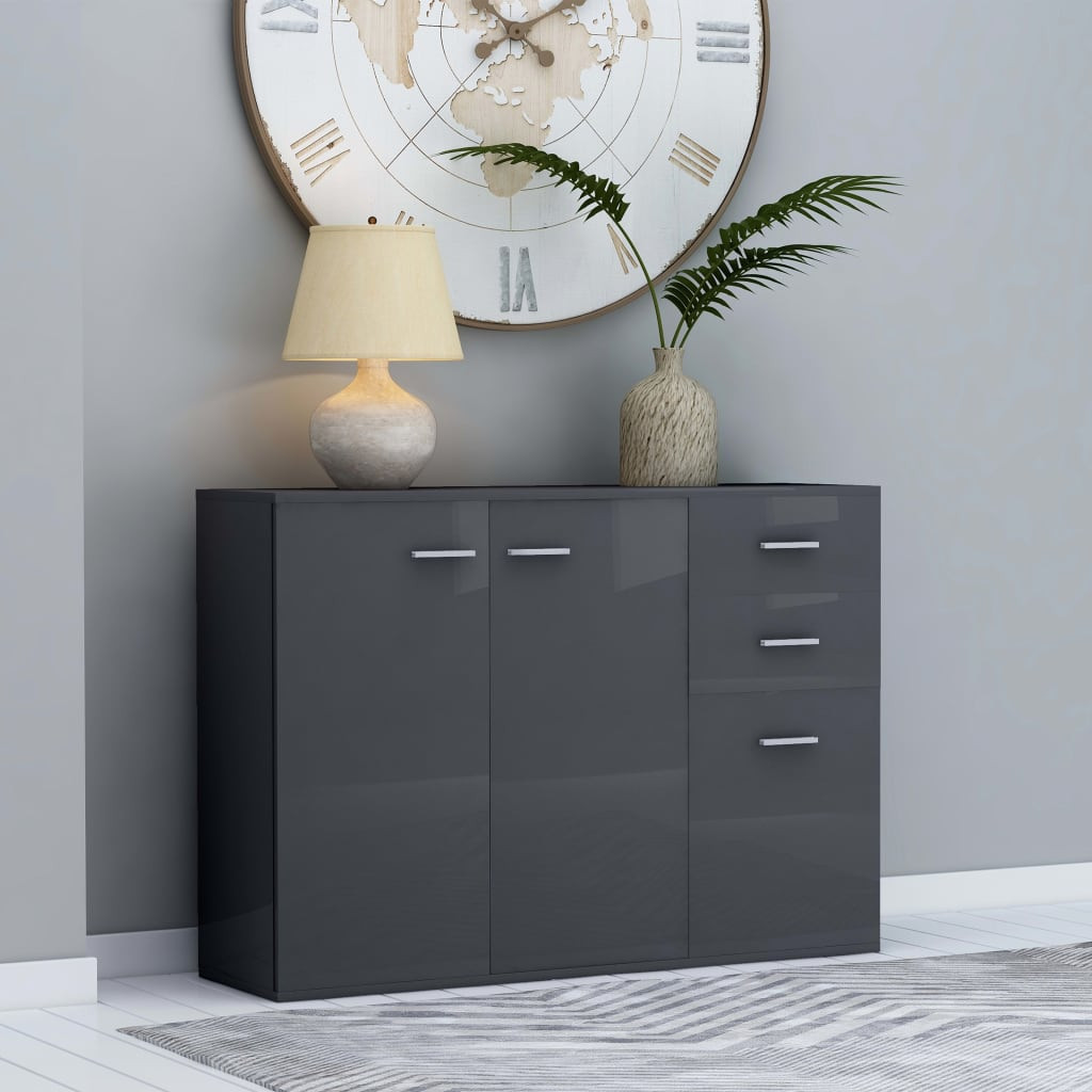 vidaXL Sideboard Hochglanz-Grau 105x30x75 cm Holzwerkstoff