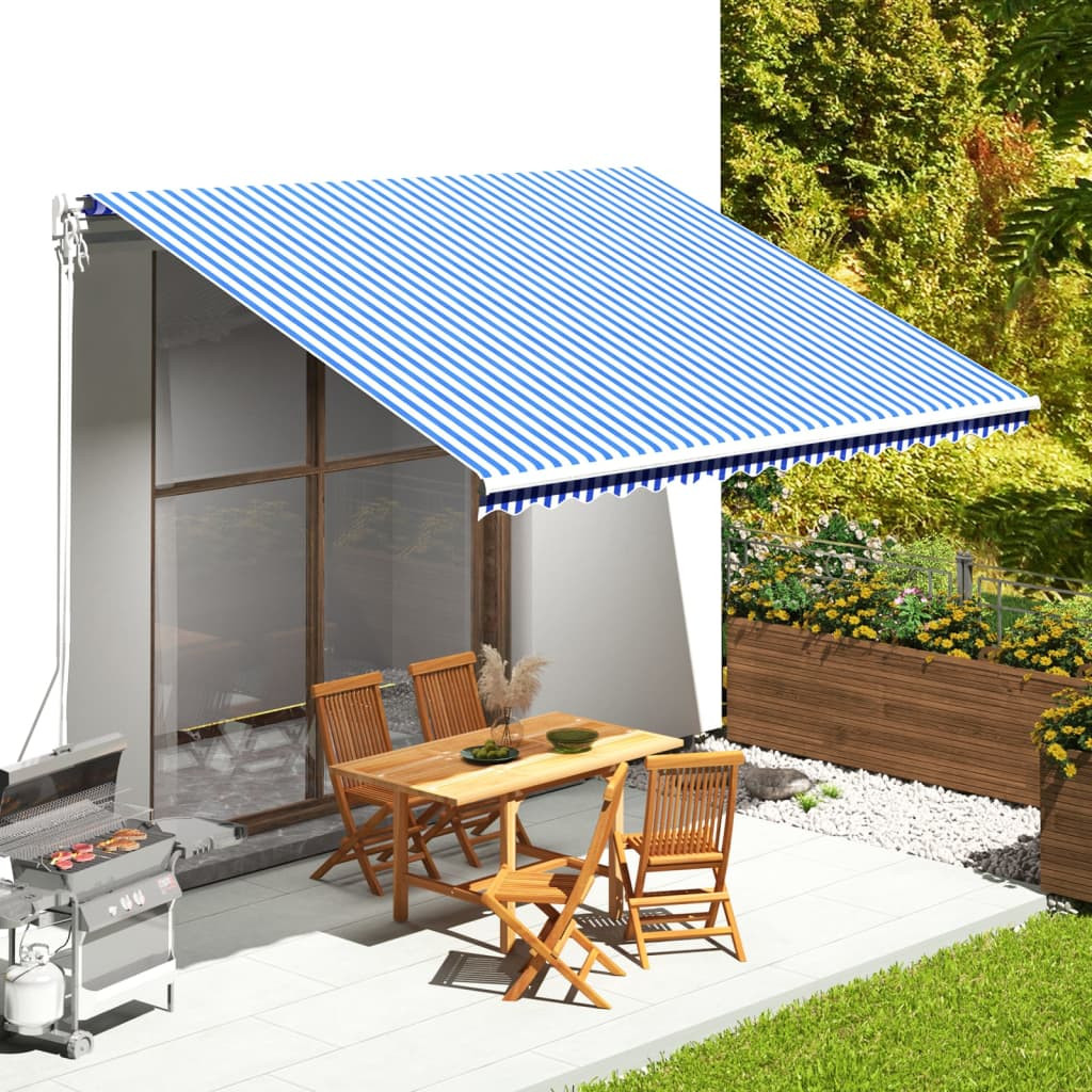 vidaXL Ersatzstoff für Markise Blau und Weiß 4,5x3,5 m Polyester