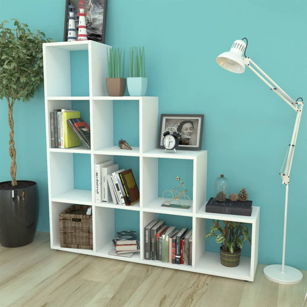 vidaXL Treppenregal Bücherregal 142 cm Weiß
