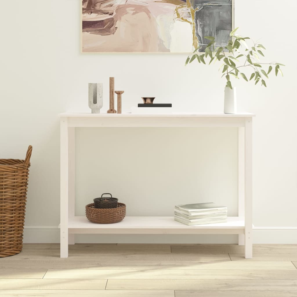vidaXL Konsolentisch Weiß 110x40x80 cm Massivholz Kiefer