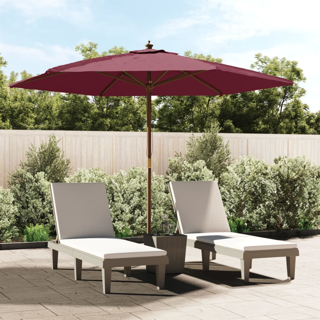 vidaXL Sonnenschirm mit Holzmast Bordeauxrot 299x240 cm