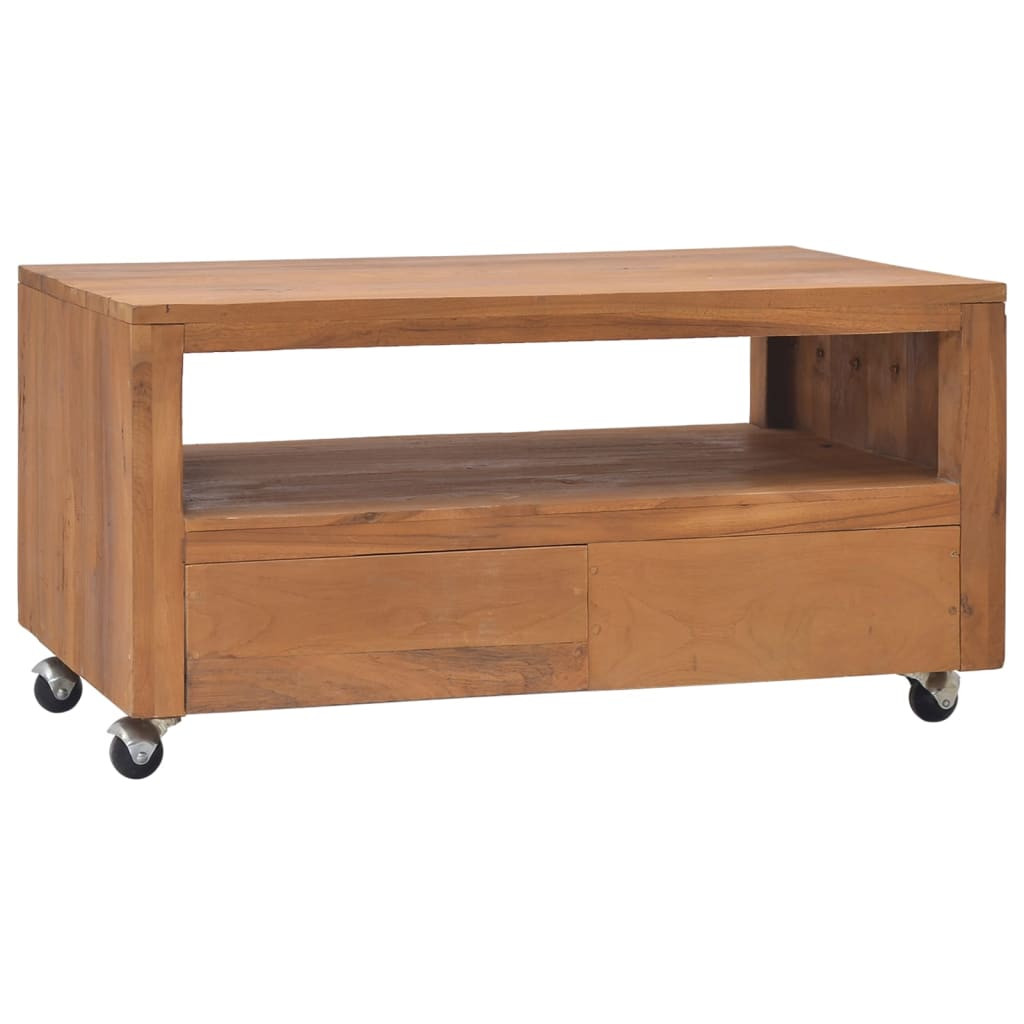 vidaXL TV-Schrank mit Rollen 80x50x42 cm Teak Massivholz