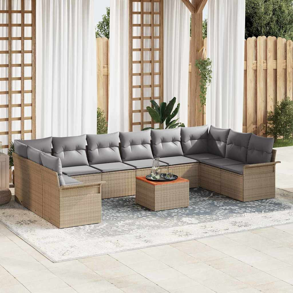 vidaXL Gartensofa-set 11 pcs Beige und Hellgrau Poly-Rattan
