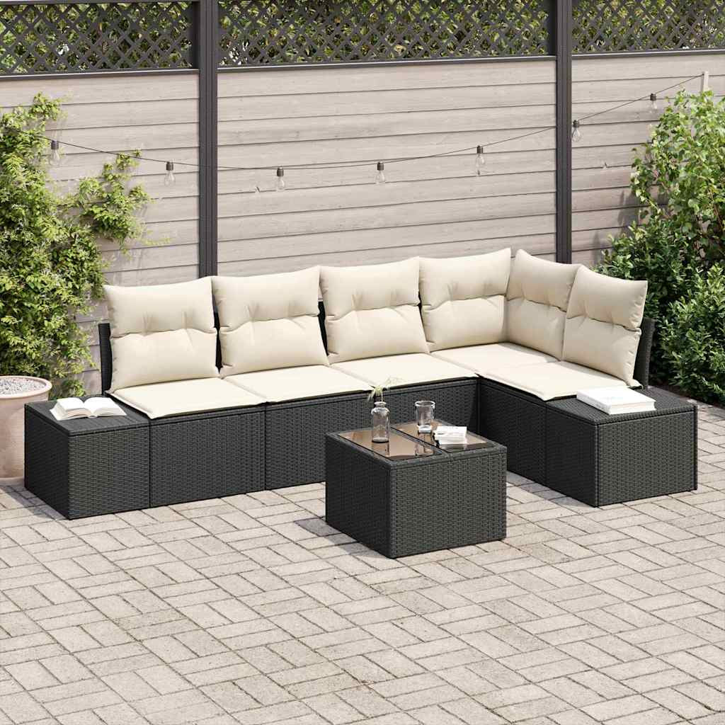 vidaXL Gartensofa-set mit Speicher Braun und Creme Poly-Rattan