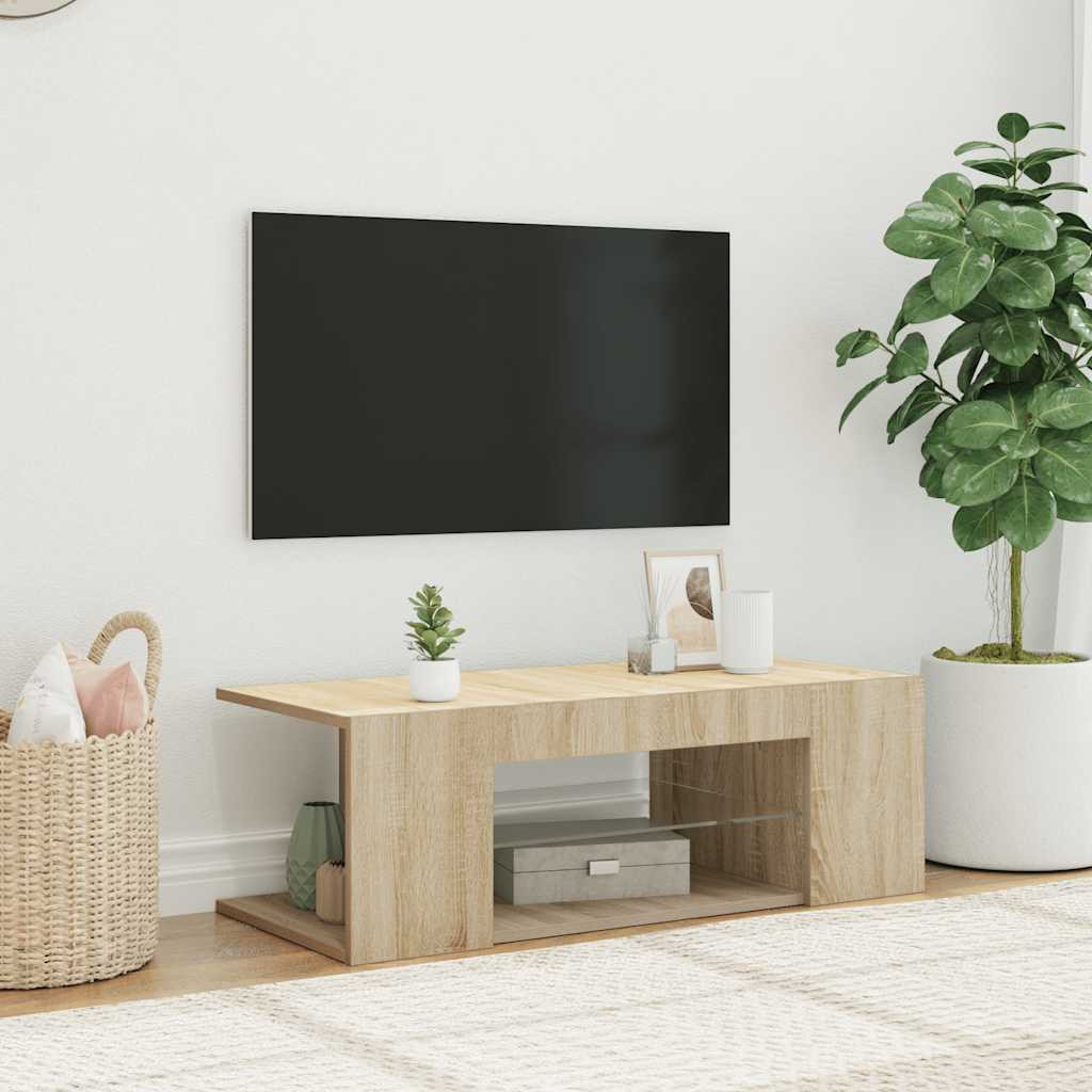 vidaXL TV-Schrank mit LED-Leuchten Sonoma-Eiche 90x39x30cm