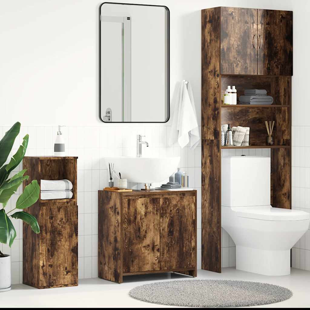 vidaXL Badschrank Räuchereiche 60x33x61 cm Holzwerkstoff