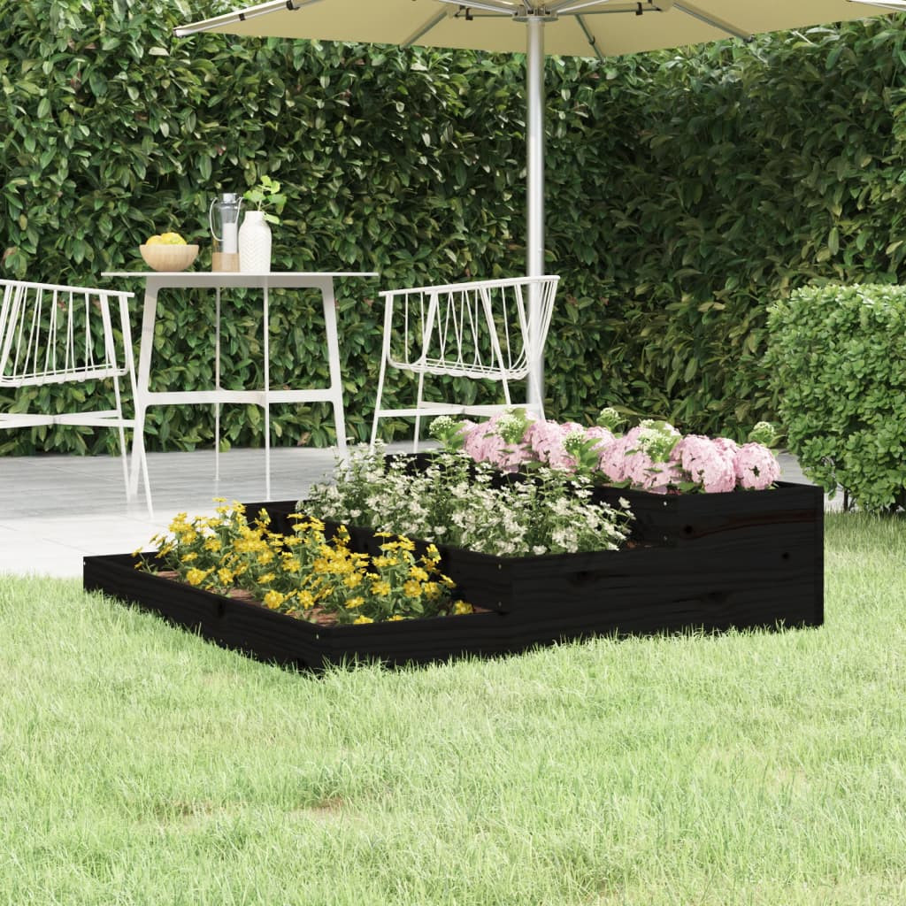 vidaXL Pflanzkübel Schwarz 107x107x27 cm Massivholz Kiefer