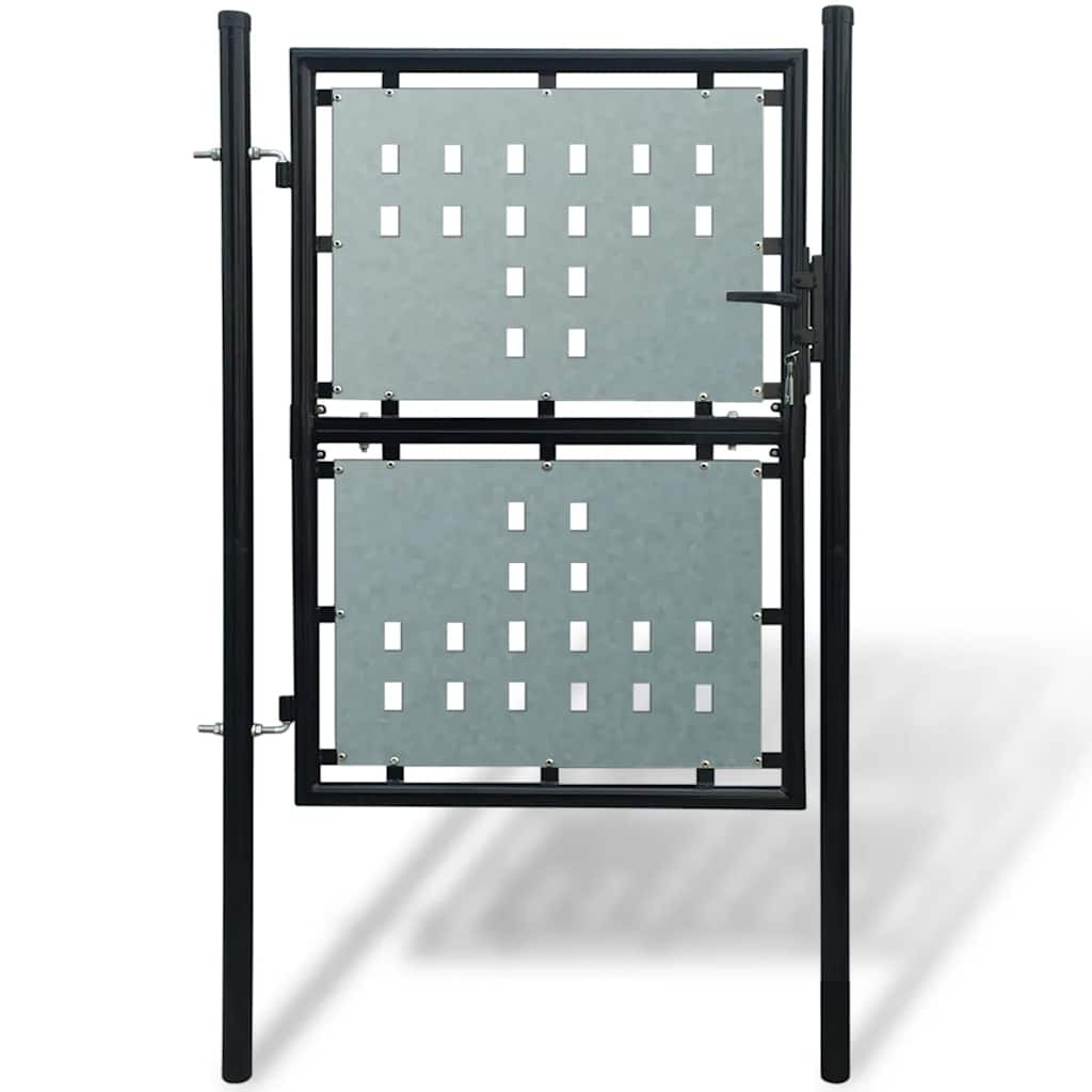 vidaXL Schwarzes Einzeltor für Zäune 100 x 200 cm