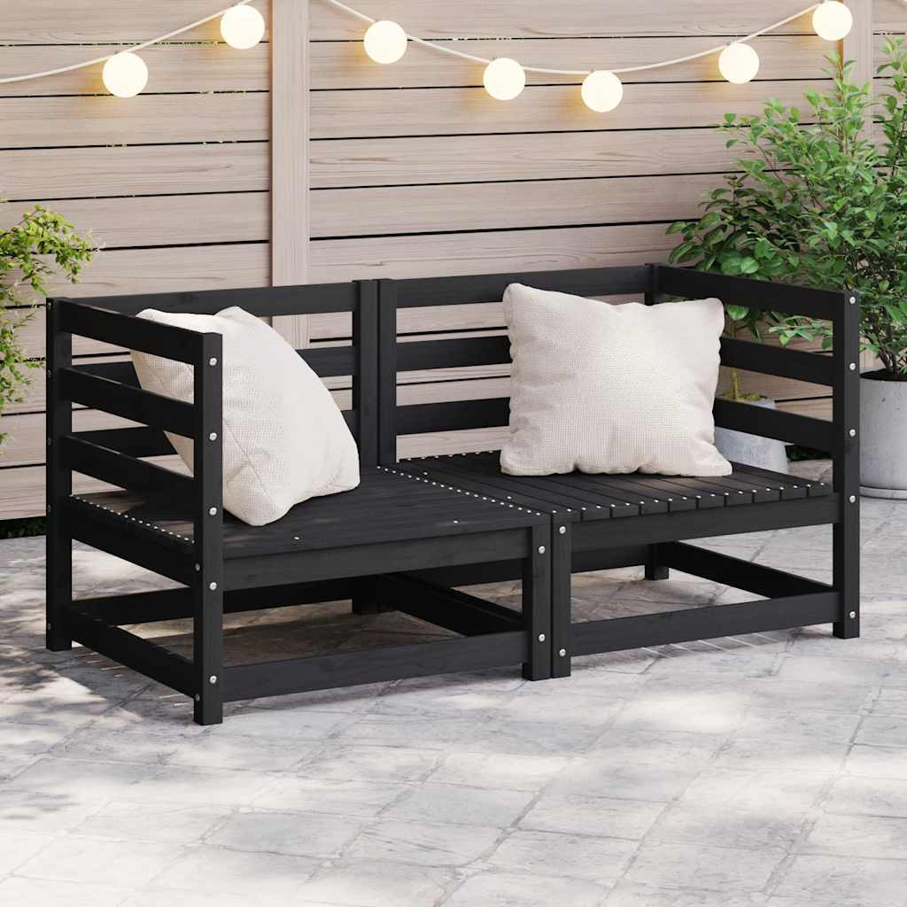 vidaXL Garten-Ecksofas 2 Stk. Schwarz Kiefer Massivholz