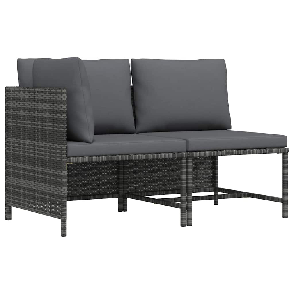 vidaXL 2-tlg. Garten-Sofagarnitur mit Auflagen Poly Rattan Grau