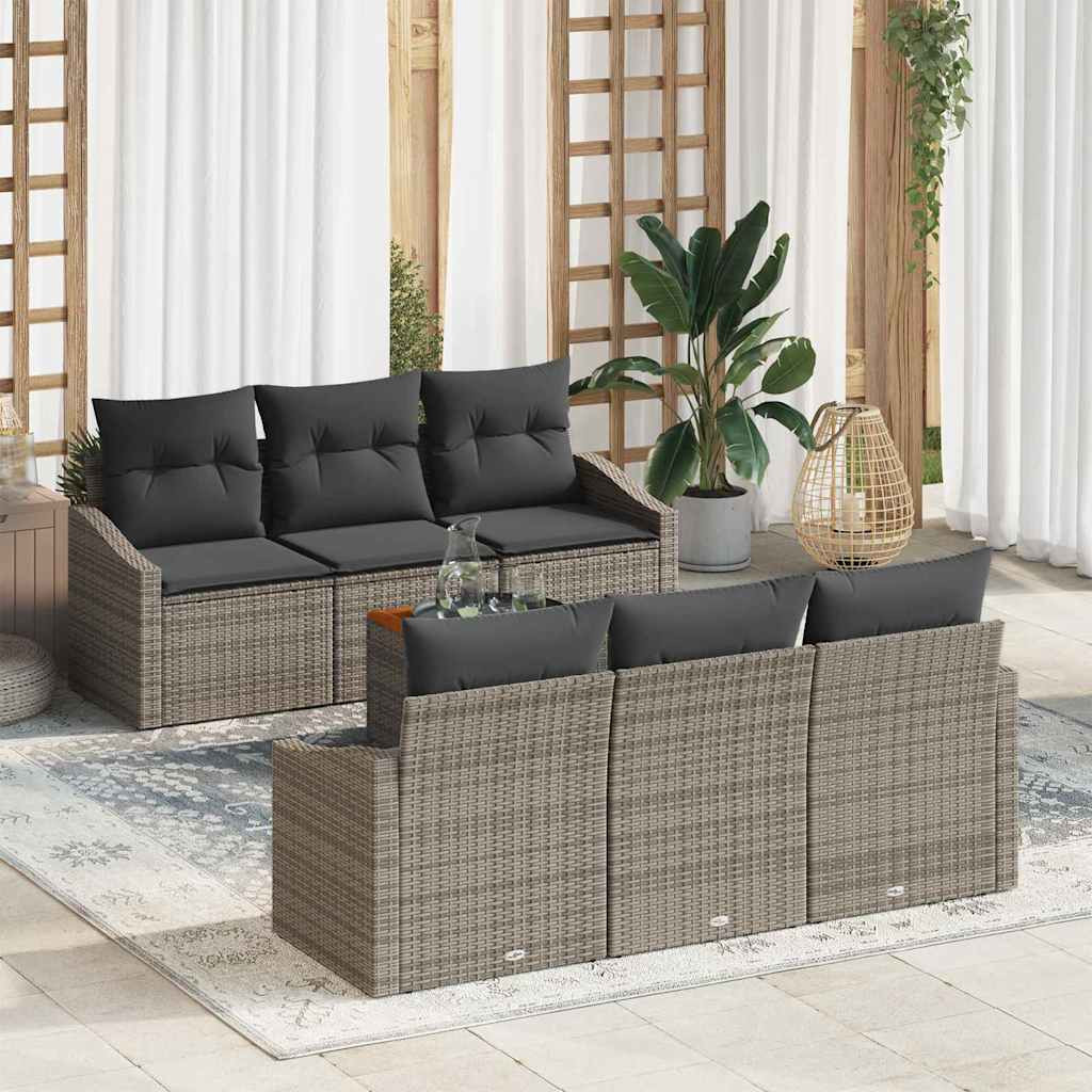 vidaXL Gartensofa-set mit Speicher 7 pcs Grau Poly-Rattan