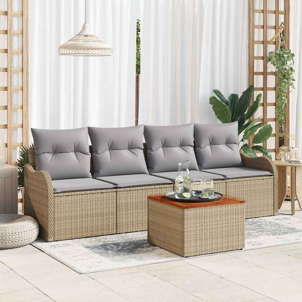 vidaXL Gartensofa-set 5 pcs Beige und Hellgrau Poly-Rattan