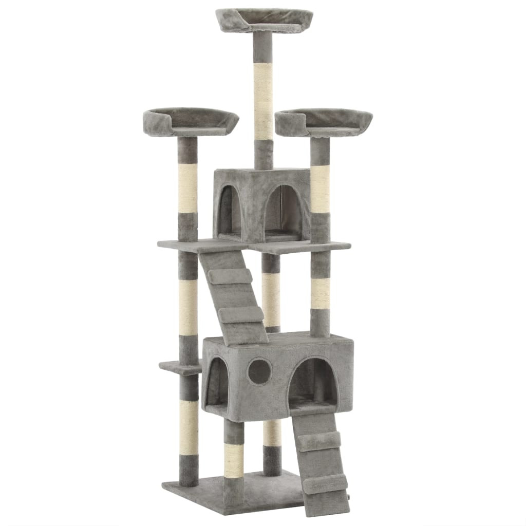vidaXL Katzen-Kratzbaum mit Sisal-Kratzsäulen 170 cm Grau