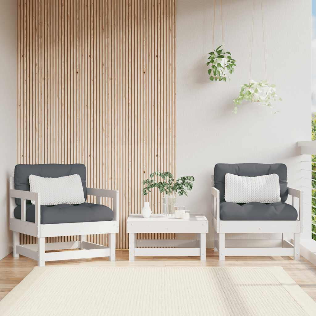 vidaXL Gartenstühle mit Kissen 2 Stk. Weiß Massivholz Kiefer