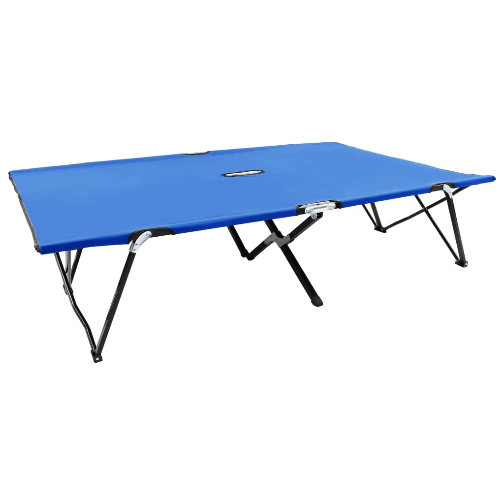 vidaXL Doppelliege Klappbar Blau Stahl