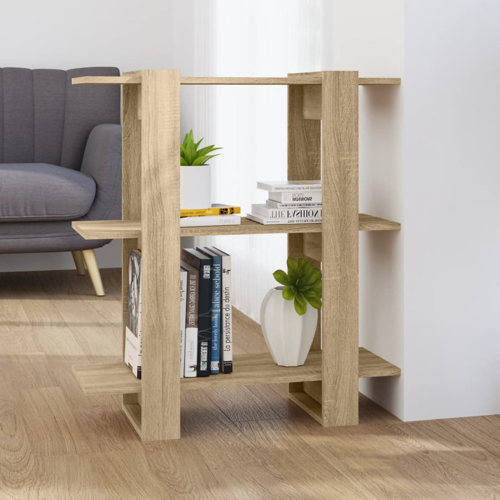 vidaXL Bücherregal/Raumteiler Sonoma-Eiche 80x30x87 cm