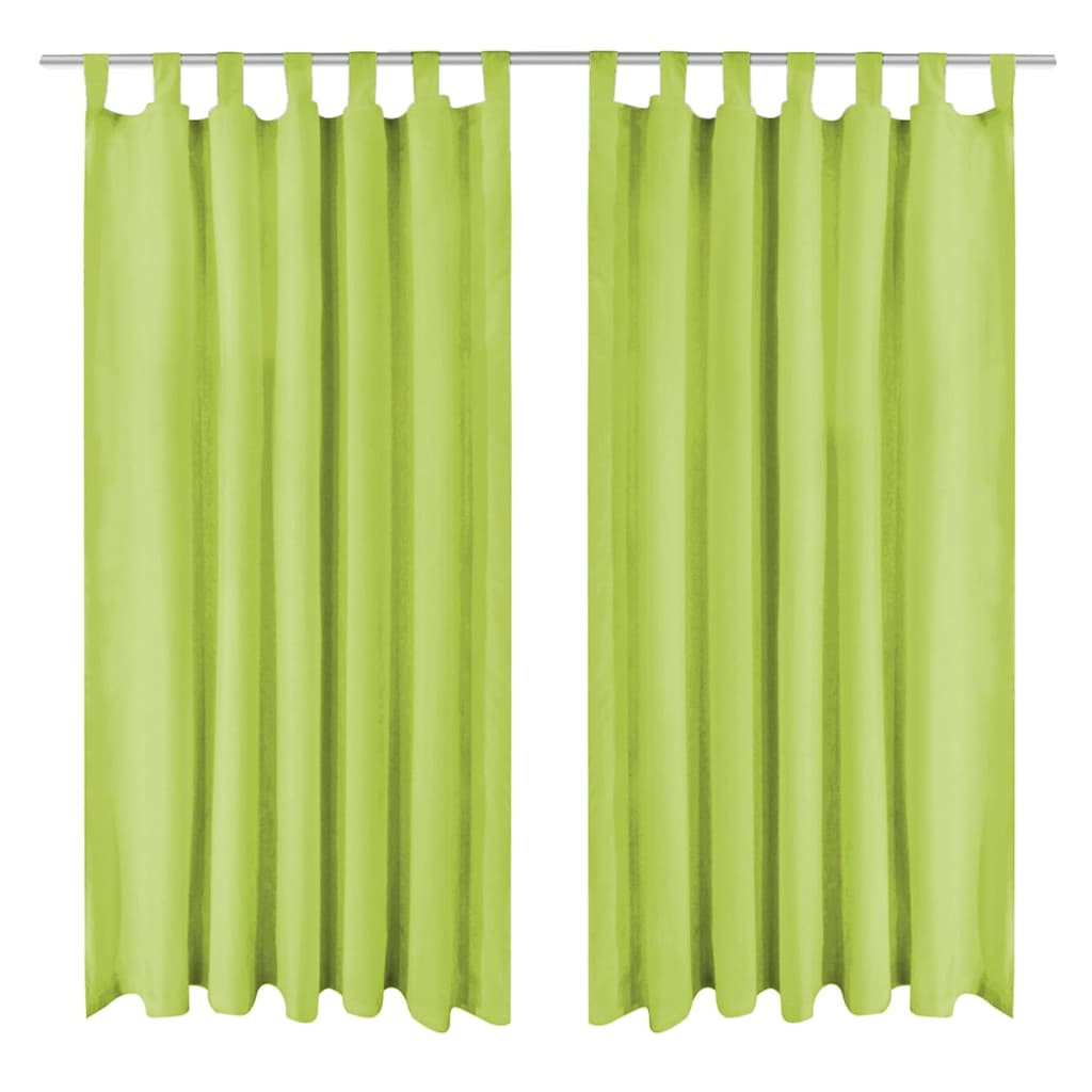 vidaXL Vorhänge Mikro-Satin 2 Stk. mit Schlaufen 140 x 175 cm Grün