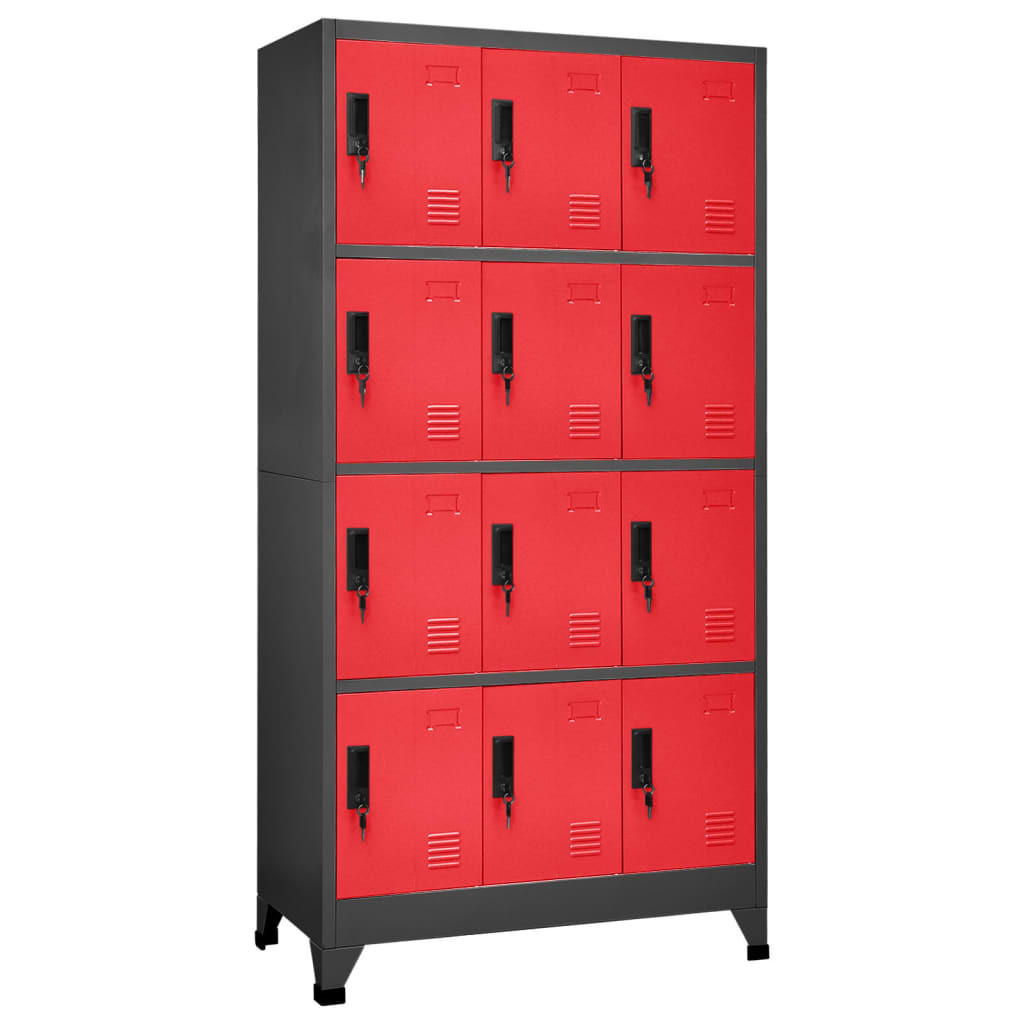 vidaXL Schließfachschrank Anthrazit und Rot 90x45x180 cm Stahl
