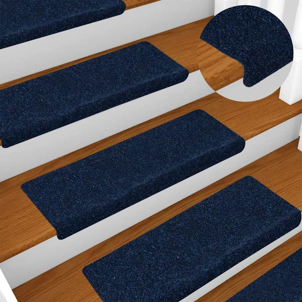 vidaXL Stufenmatten Selbstklebend 15 Stk. 65x21x4 cm Marineblau Rechteckiger Rand