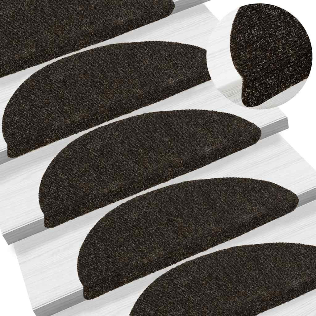 vidaXL Stufenmatten Selbstklebend 15 Stk. 56x17x3 cm Dunkelbraun Halbrund