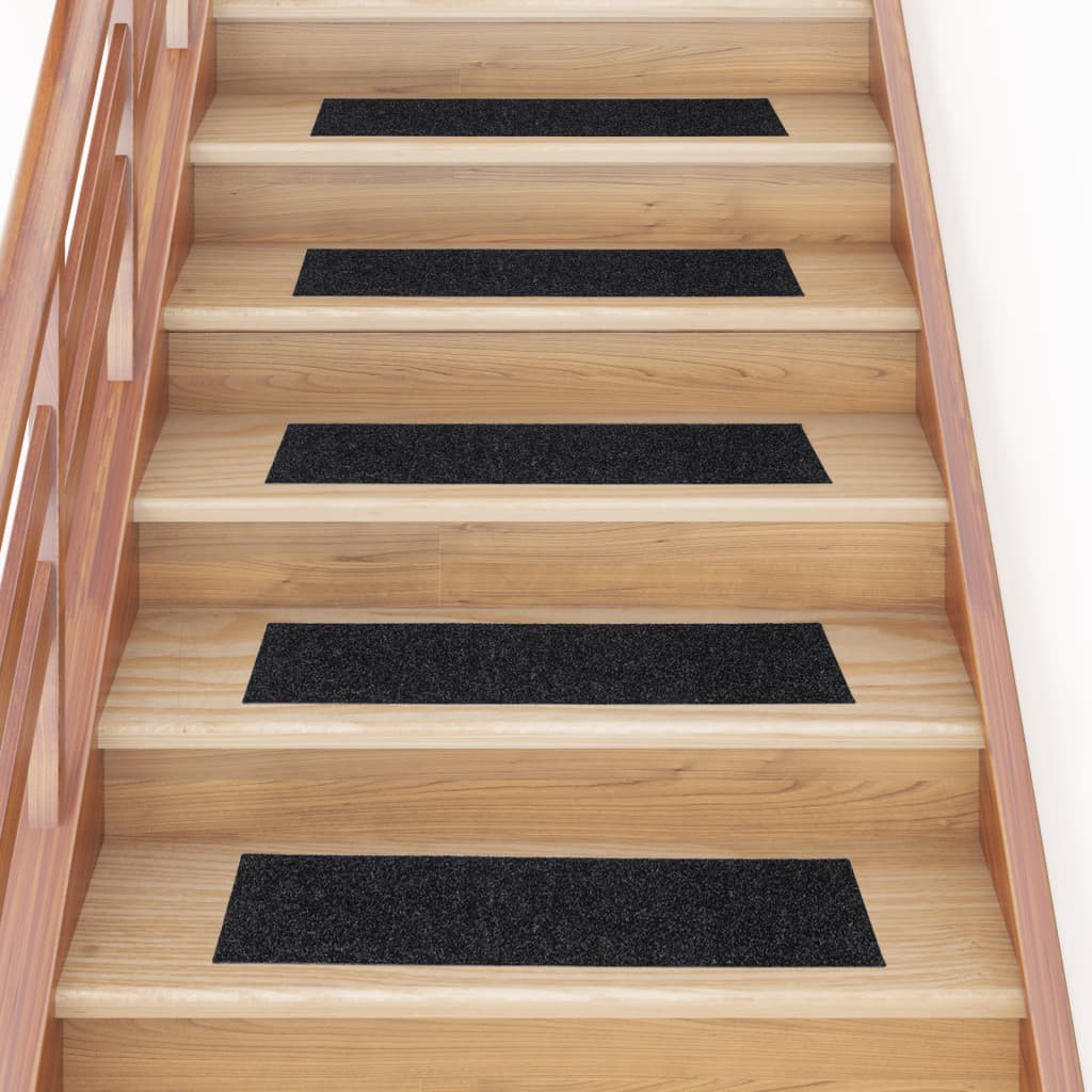 vidaXL Stufenmatten Selbstklebend 15 Stk. 76x20 cm Schwarz Rechteckig
