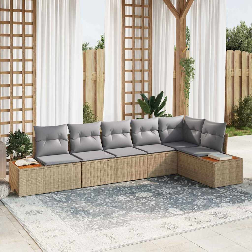 vidaXL Gartensofa-set mit Kissen 6 pcs Beige und Hellgrau Polyrattan