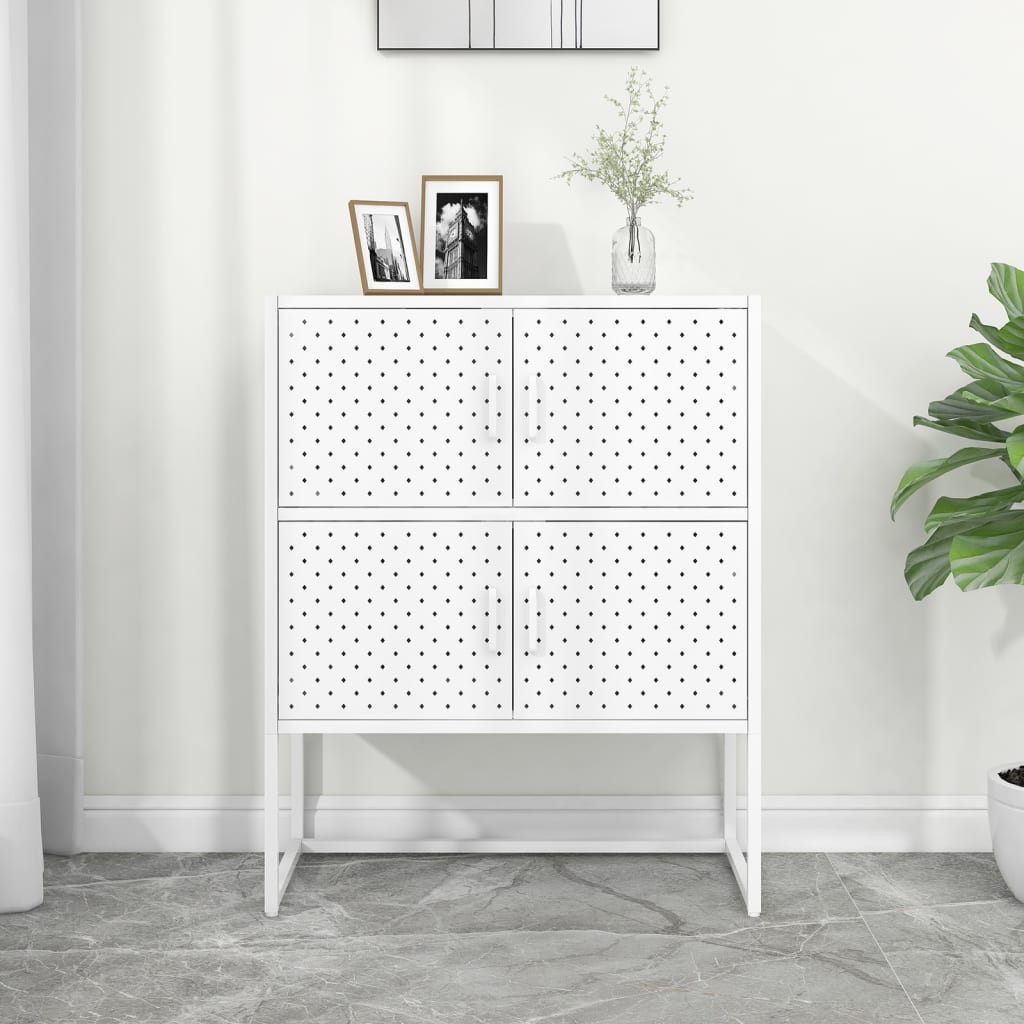 vidaXL Highboard Weiß 80x35x100 cm Stahl