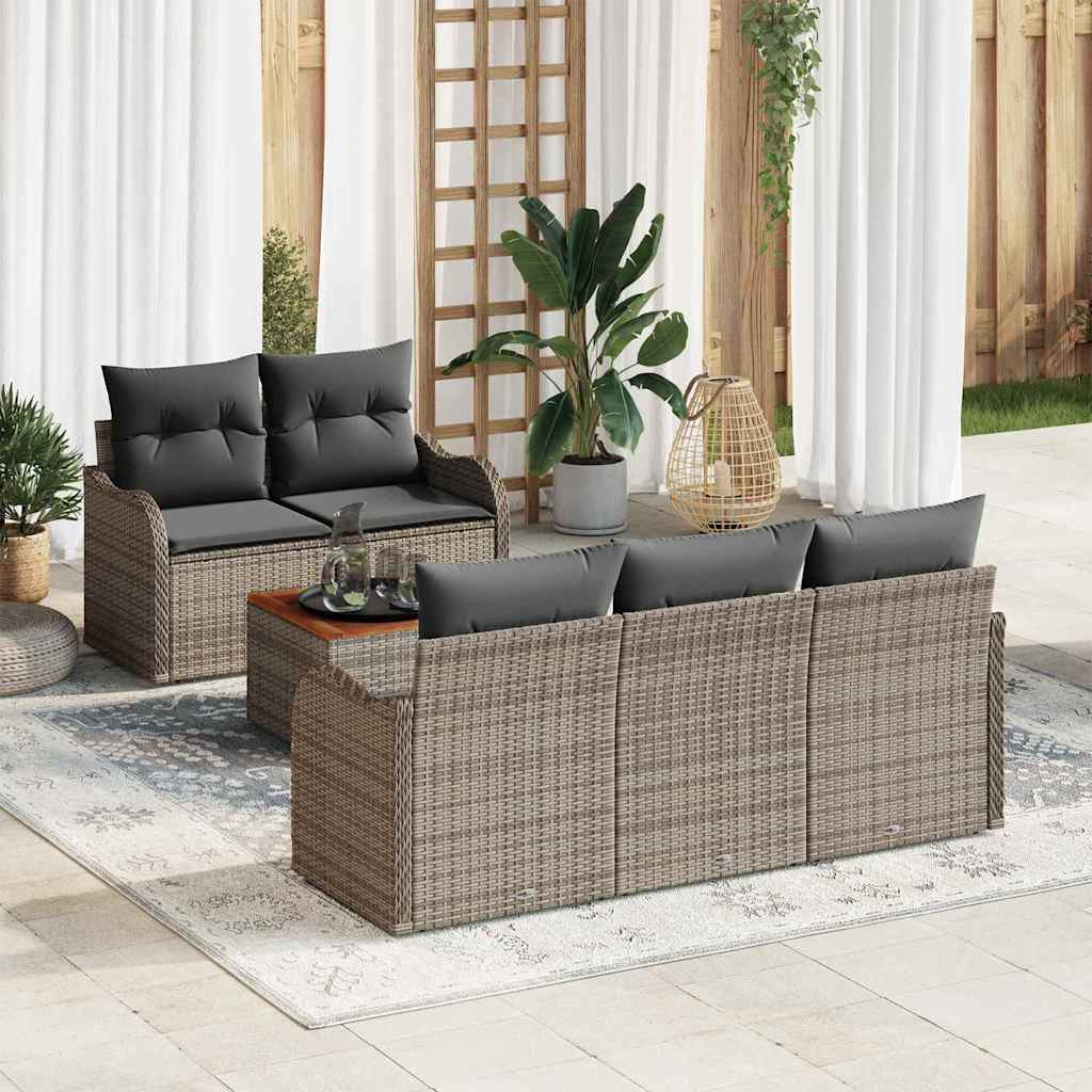 vidaXL Gartensofa-set mit Speicher 6 pcs Grau Poly-Rattan